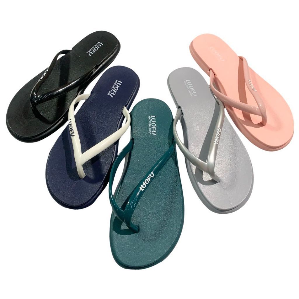 Luofu Sandal Jelly Karet Jepit Comfort Original Wanita F2315-BW (AO4) Luofu Import