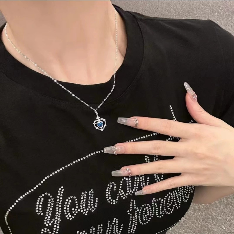 Kalung Wanita Heart Moonstone Kalung Fashion Liontin Hati