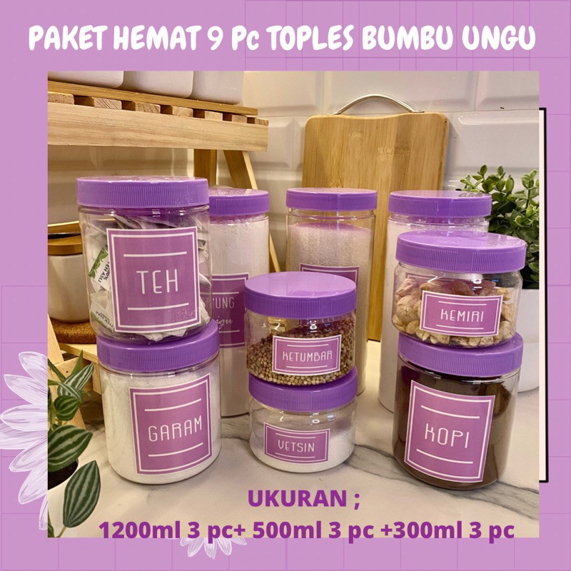 Ayumi Shop - Toples Bumbu Dapur Tutup Ungu Pastel