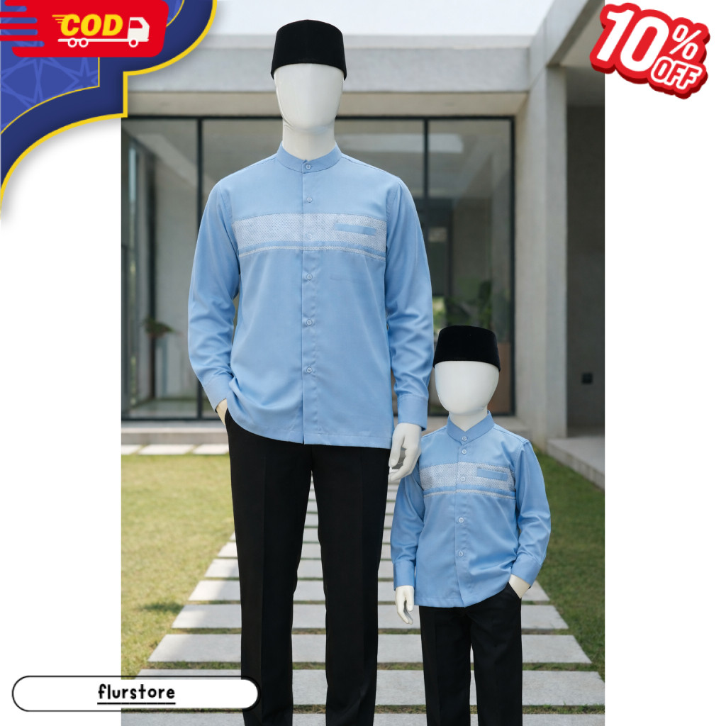 PROMO Koko Couple Sarimbit Ayah Anak warna Baby Blue / Biru Muda