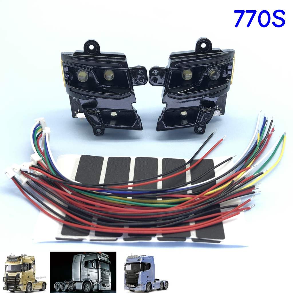 770S RC Truck Headlight Black Version Headlights For Tamiya SCANIA 770S Series 1/14 Rc Tactor Truck 