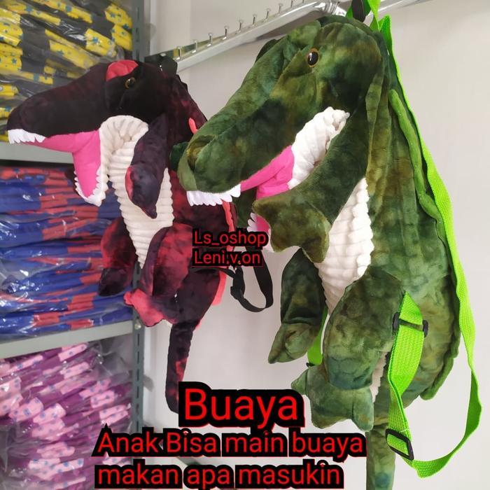 Tas Ransel Anak Boneka Dinosaurus / Tas Dino Triceratop / Buaya - Biru