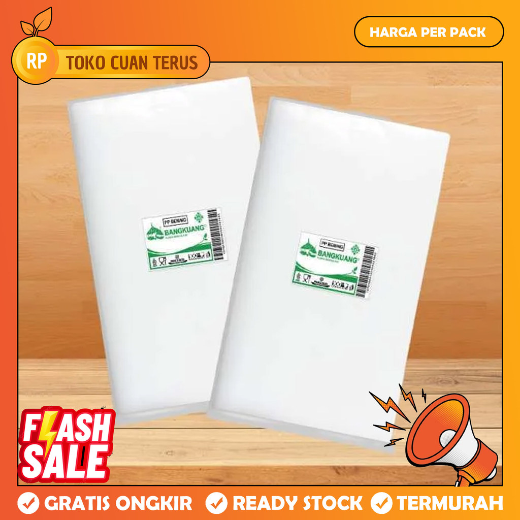Kantong Plastik Pp Bening Merk Bangkuang Transparan Putih Semua Ukuran Lengkap Tebal 0.3 Micron 500g