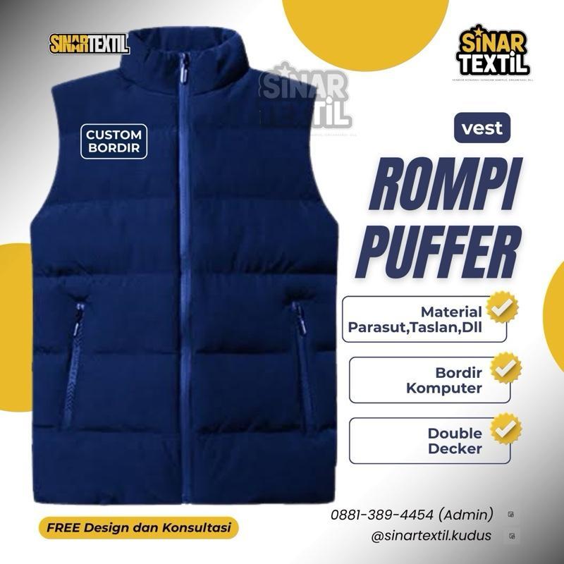[COD] Rompi Vest Puffer Parasut Navy Anti Angin Motor Custom Pria Wanita Bahan Parasut Import Korea 
