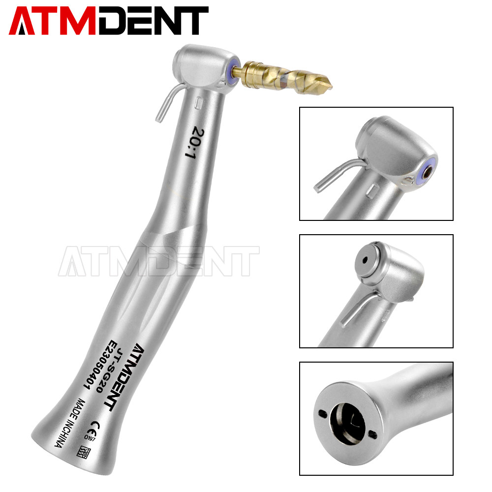 Handpiece Implan Gigi 20:1 Implant Contra Angle Kecepatan Rendah Cocok untuk Micromotor Implan Gigi 