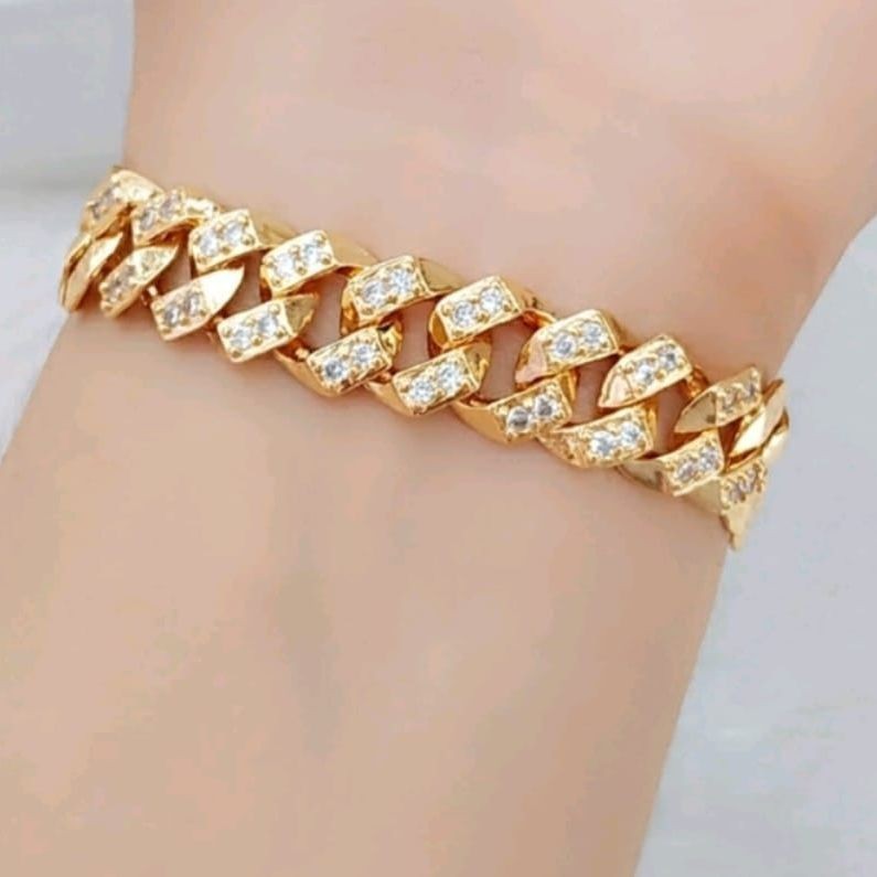 Gelang Tangan Sisik Naga Titanium Dewasa Gold Anti Luntur