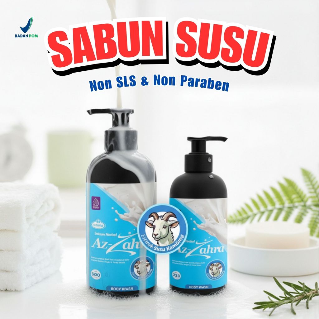Sabun Susu Kambing Az Zahra Body Wash BPOM - Aroma Terapi - Sabun Botol - Sabun Mandi Cair