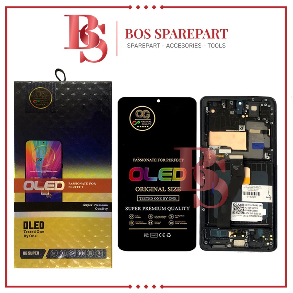 Bos Sparepart ITC Cempaka - LCD TOUCHSCREEN + FRAME SAMSUNG S21 ULTRA 5G / G998 / G998B BLACK ORI SI