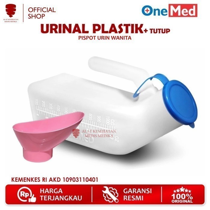 Onemed Pispot Urinal Perempuan dengan Tutup Tempat Buang Air Kecil Dewasa Wadah Pipis Kencing Urin P