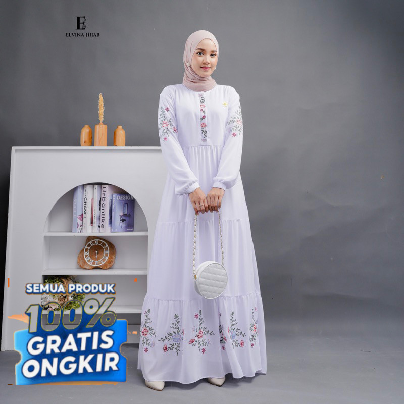 Zahra Dress Gamis Ceruty Babydoll Premium Bordil- pakaian wanita lainnya