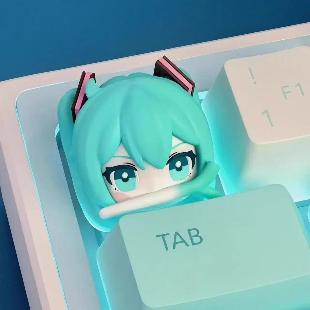 Cute Hatsune Miku Y Keycaps Anime Personality Cross Axis PBT Meanical Keyboard Keycap Cartoon Resin 