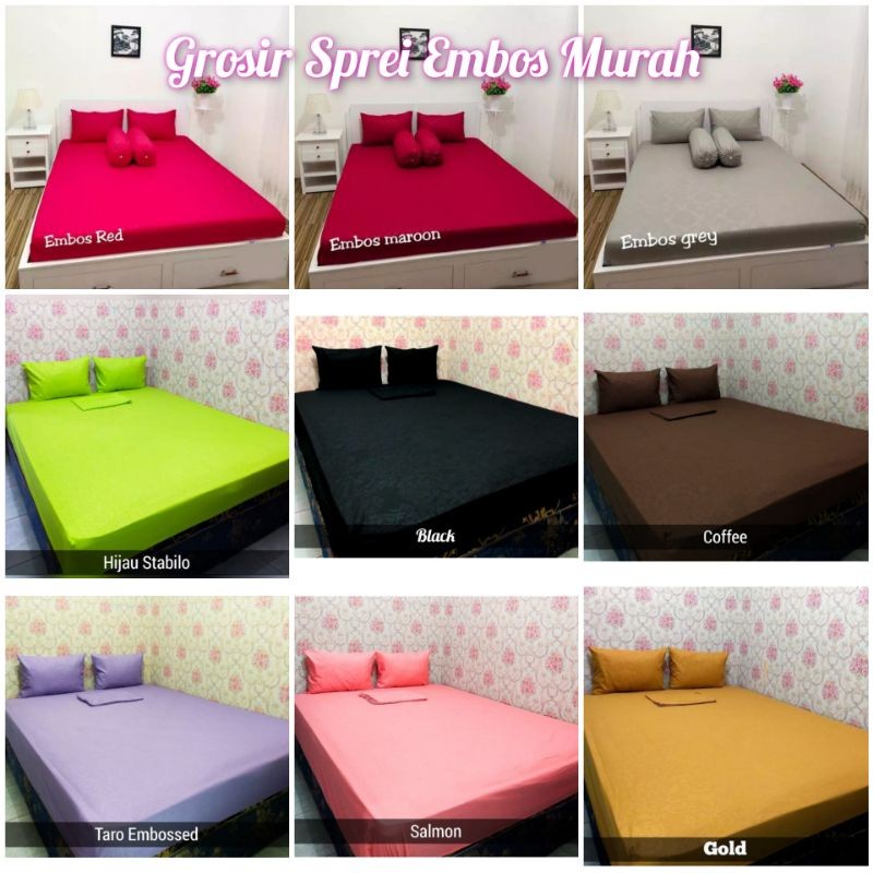 Grosir Sprei embos polos murah ukur 120X200 (1sarung bantal+1sarung guling) By GROSIR GORDEN SPREI K