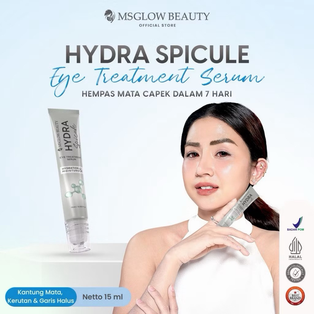 MS GLOW Eye Treatment Serum Hydra Spicule 15Ml Serum Mata Untuk Mata Panda Kantung Mata Garis Halus
