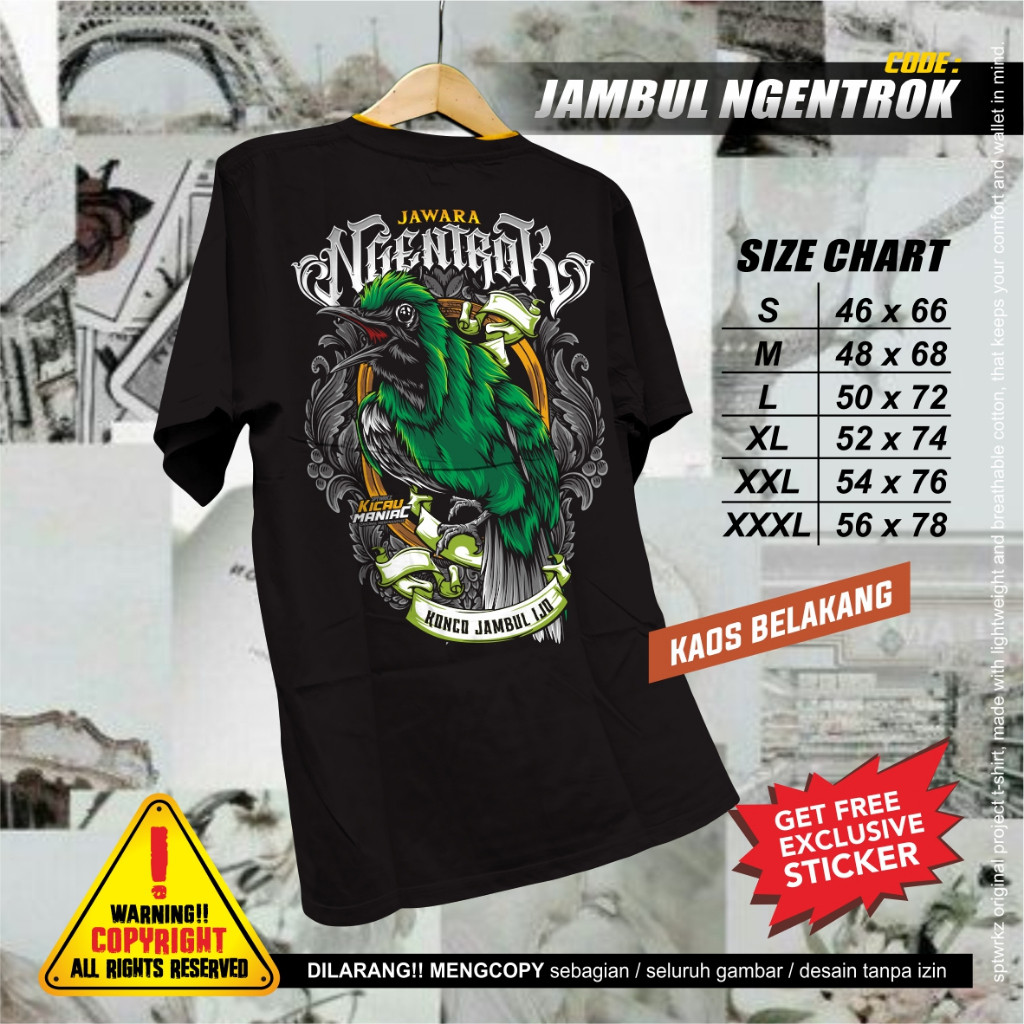 Kaos Burung Kicau Mania "JAMBUL NGENTROK" | Kaos Cucak Ijo | Kaos KicauMania | Kaos Distro