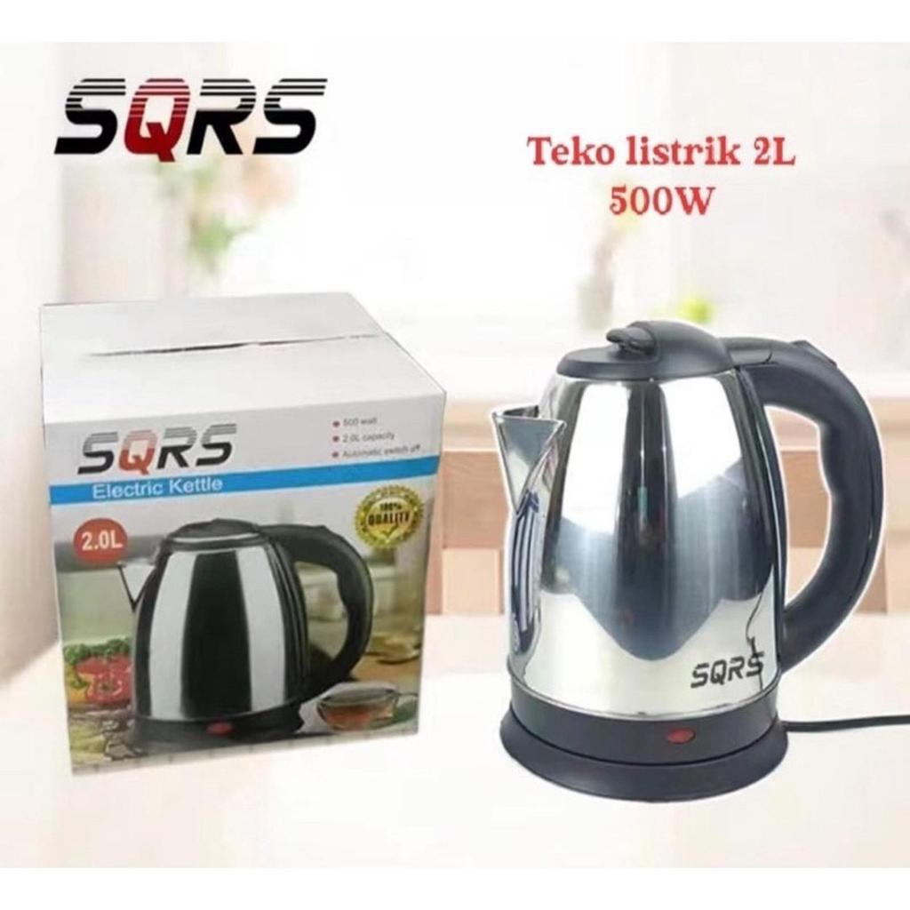 Teko Listrik 2 Liter + Auto Switch Off Stainless Teko Pemanas Air SQRS Ketel Listrik Electric Heat K