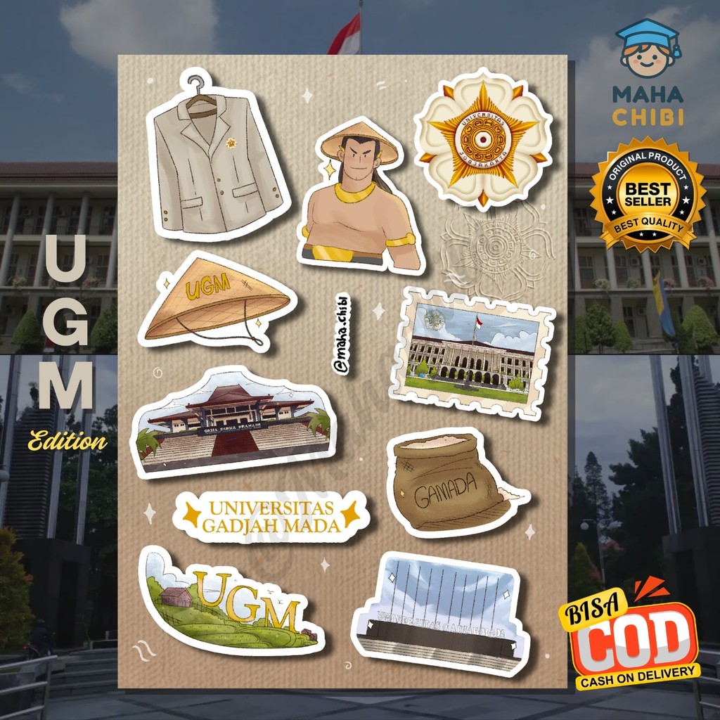 [PROMO] Sticker UGM 10pcs Pack Murah Lucu - Sticker PTN Universitas Gadjah Mada
