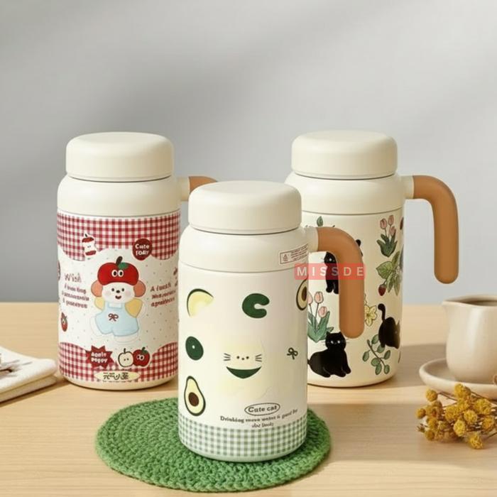 Tumbler Mug Jumbo Stainless Steel 1000ml / Gelas Minum Kapasitas Besar / Mug Wood - WOOD CAT