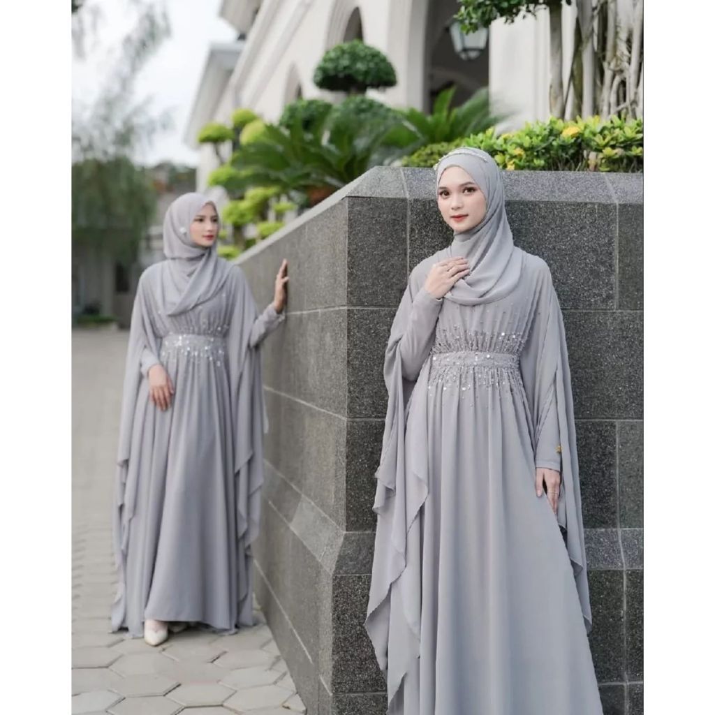 HOT PROMO>> ABAYA LAYLA BLUE SPECTRE Gamis Abaya Kaftan Arabian Turky Mewah Terbaru Mat Ceruty Babyd