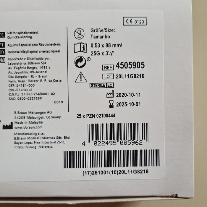 Spinocan 25 BBRAUN / Spinocan 25G BBRAUN / Spinal Needle BBraun