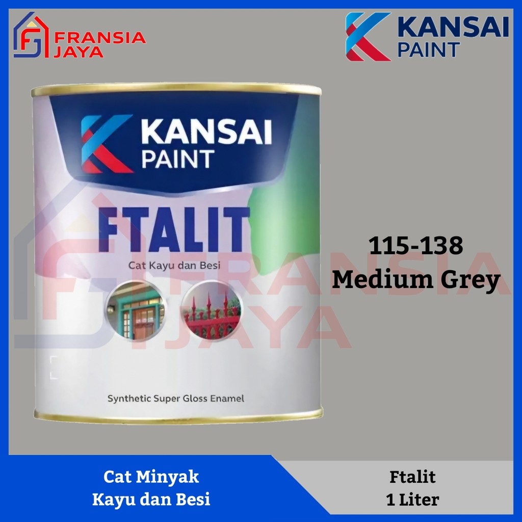 Kansai Ftalit 1 Kg KF 138 Medium Grey Cat Minyak Besi dan Kayu Paint