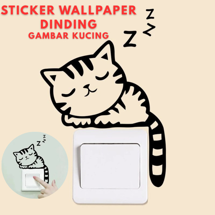 Sticker Wallpaper Dinding Sleeping Cat Stiker Dinding Gambar Kucing