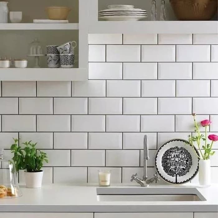 Keramik Dinding | Keramik Subway Bevel Putih 10x20 Signature