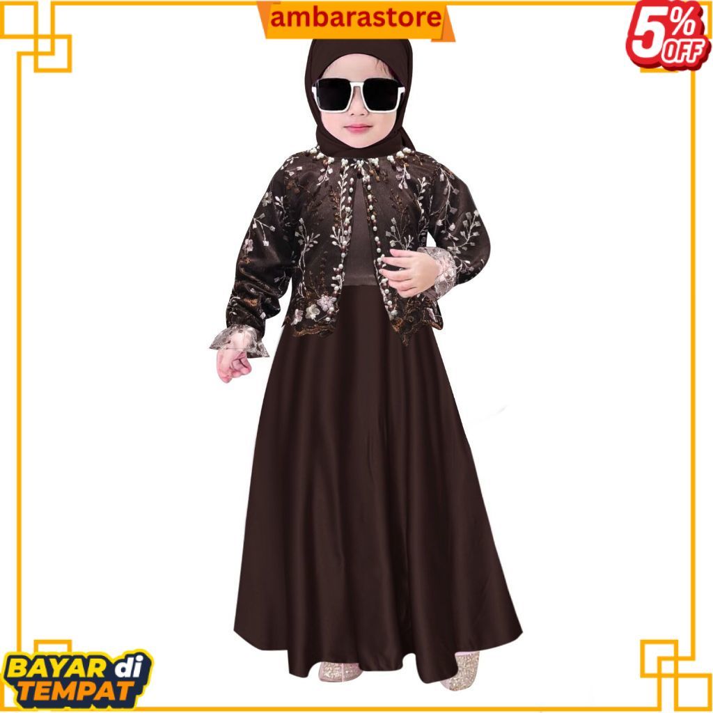 READY baju gamis anak perempuan 5 tahun terbaru , Evallyn Kids 2-11Tahun , baju brokat anak perempua