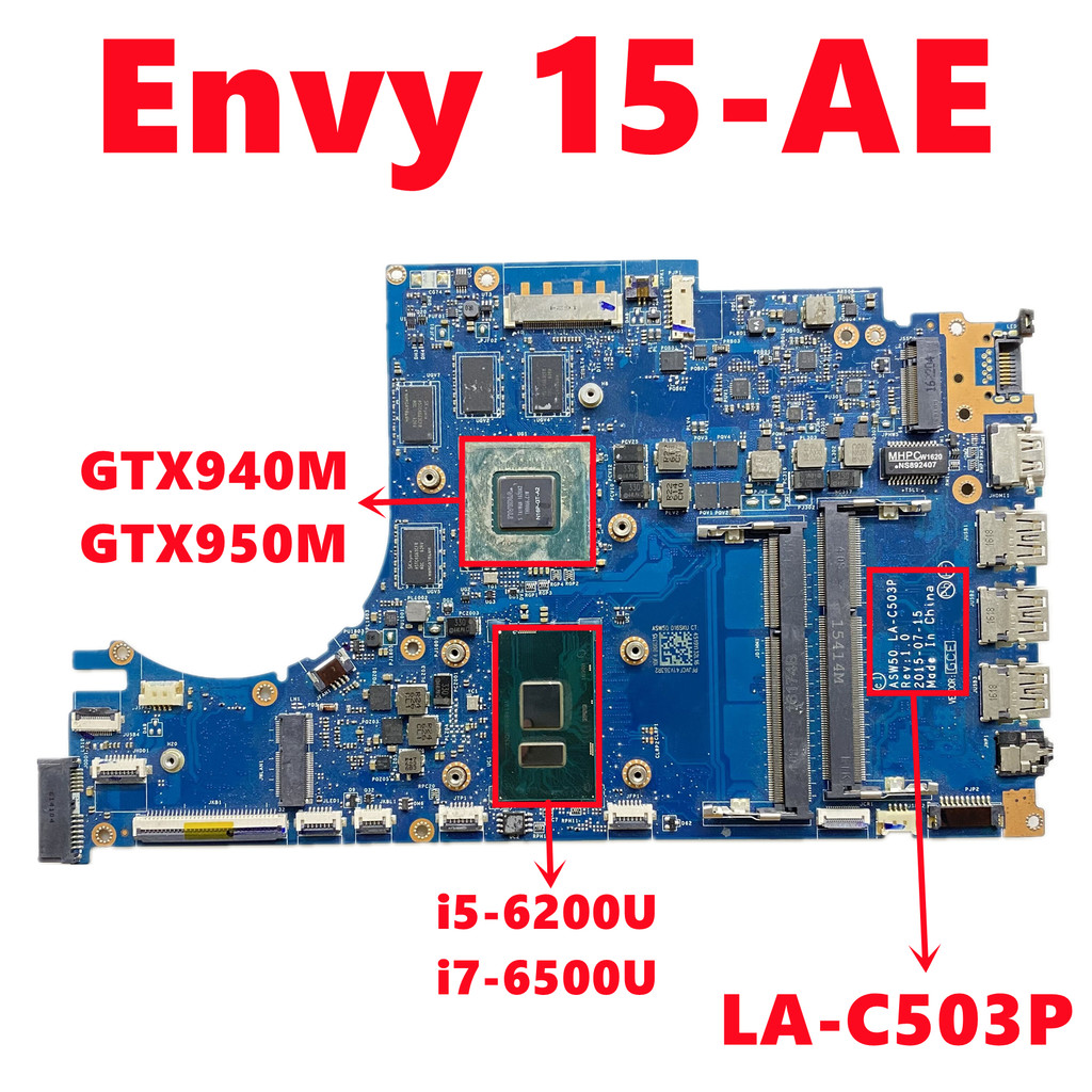 ASW50 LA-C503P Mainboard For HP Envy 15-AE 15T-AE Laptop Motherboard With i5-6200U i7-6500U CPU N16P