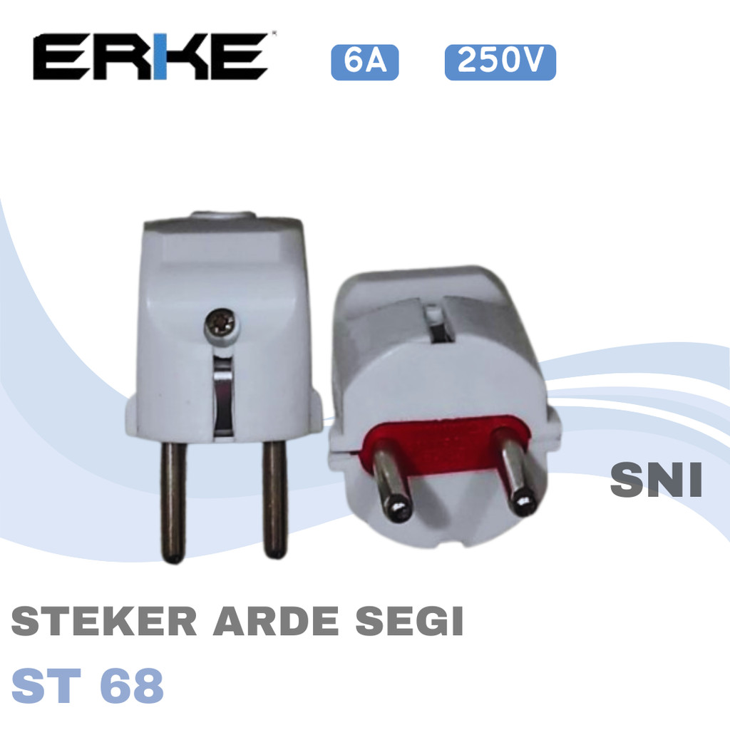STEKER ARDE SEGI PUTIH ST 68 ERKE - COLOKAN SEGI STANDAR SNI ORIGINAL
