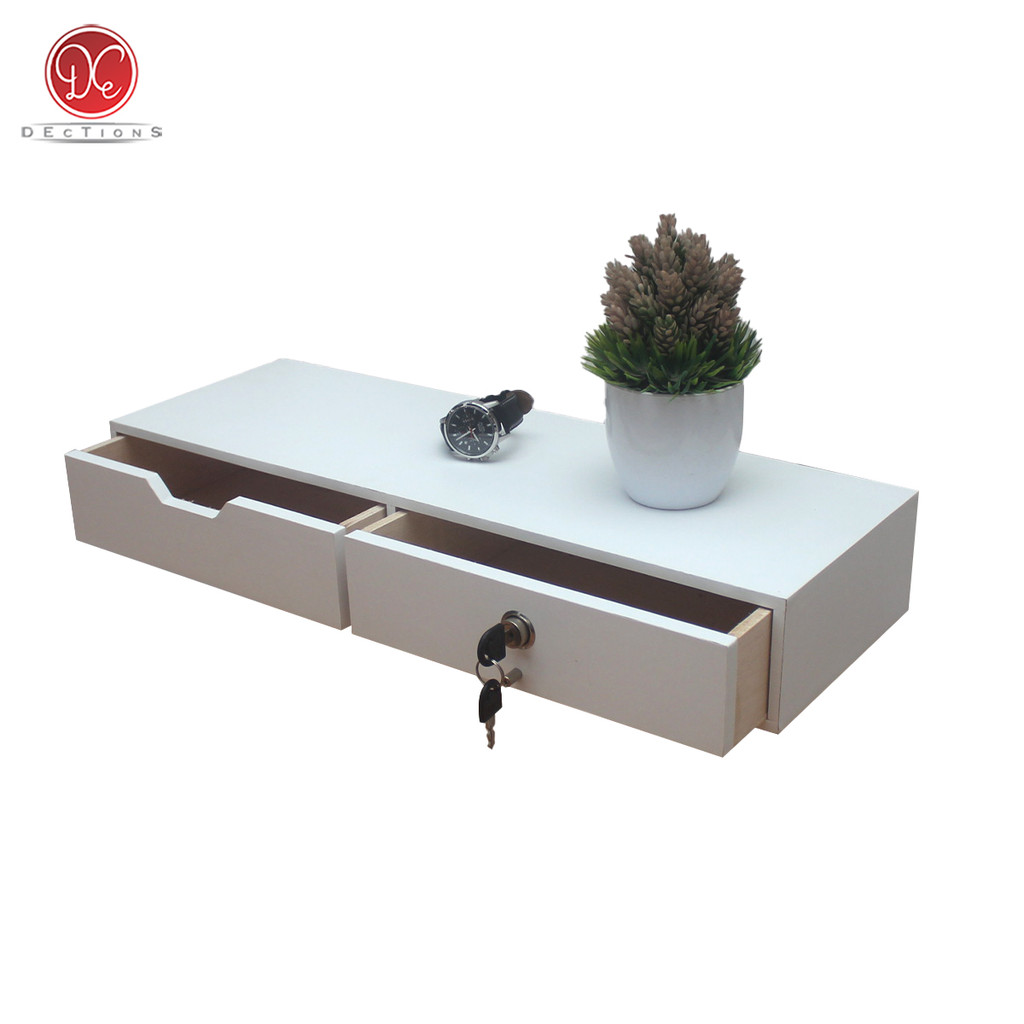 Dections Rak Dinding Meja Rias Minimalis 60x20 cm 2 Laci Kunci Hemat Ruang