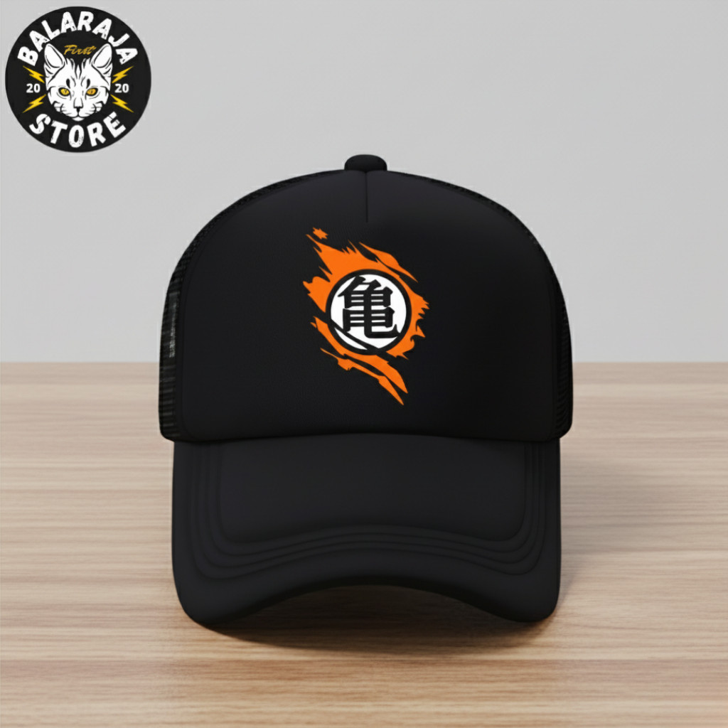 Topi Jaring Dragon Ball Unisex Topi Dragon Ball Trucker Hat Casual Hitam Premium