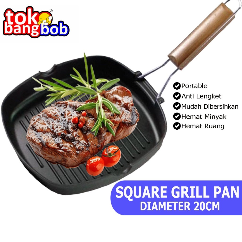 new - Pemanggang Square Grill Pan 20cm / Alat Panggang Grill Pan 20cm