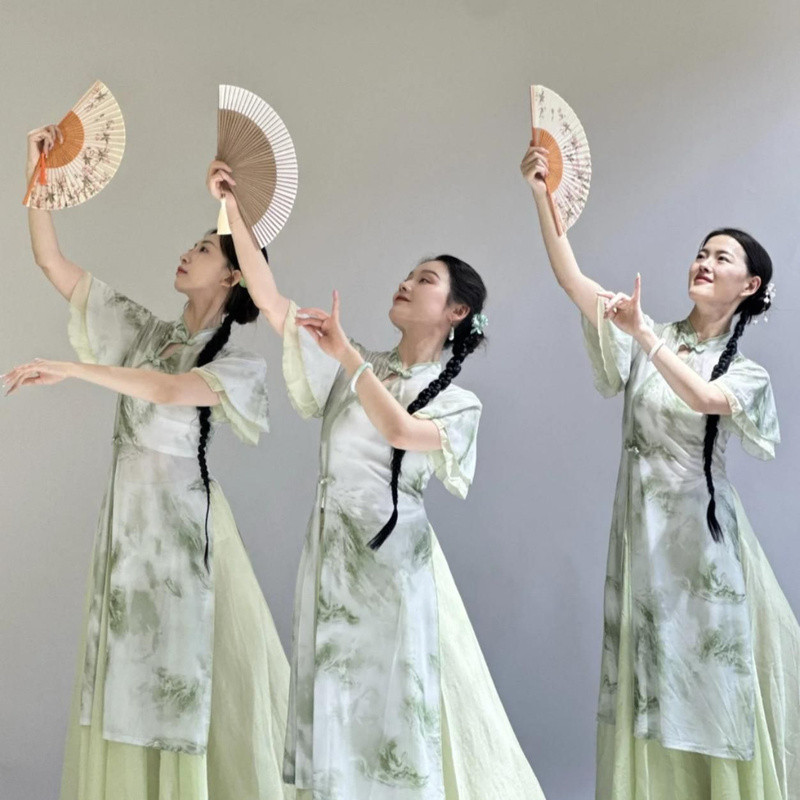 [JINXIU] Cheongsam Gaya Cina Baru Wanita Yang Elegan, Gaya Nasional dan Kain Kasa Sajak, Latihan