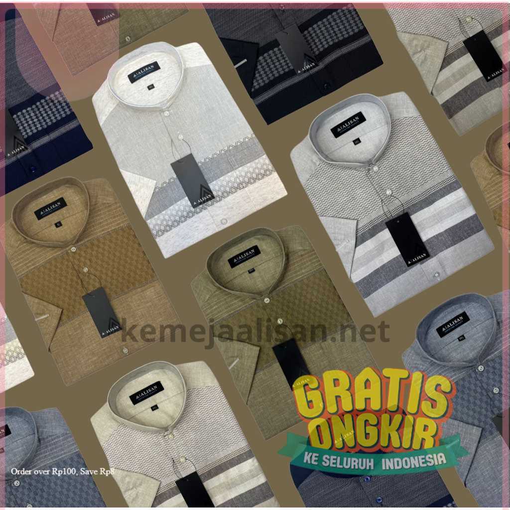 PREMIUM - Alisan Baju Koko  Pria Lengan Pendek Reguler Fit- pakaian pria lainnya