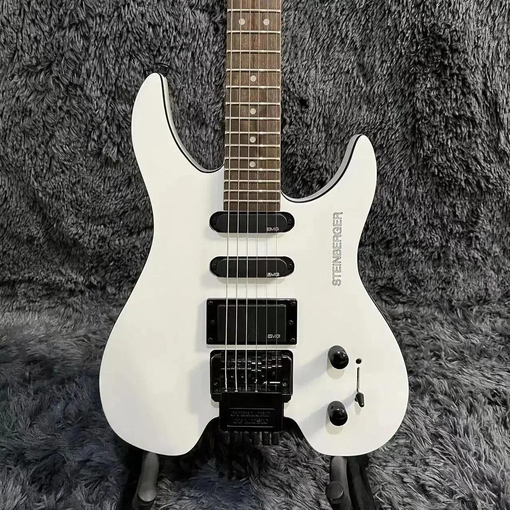 Headless Guitar, Body, White Color, Floyd Rose Tremolo Bridge, 6 Strings Guitarra, Steinberger Versi
