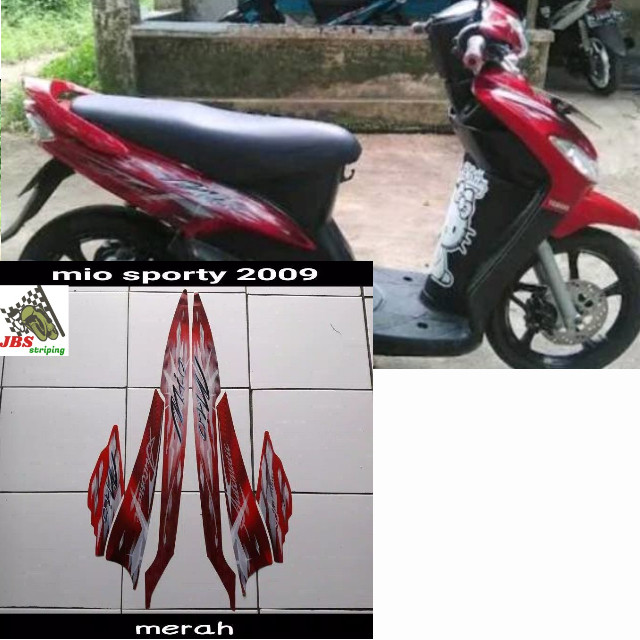 striping mio smile stiker yamaha mio smile sporty karbu lama thn 2009 merah
