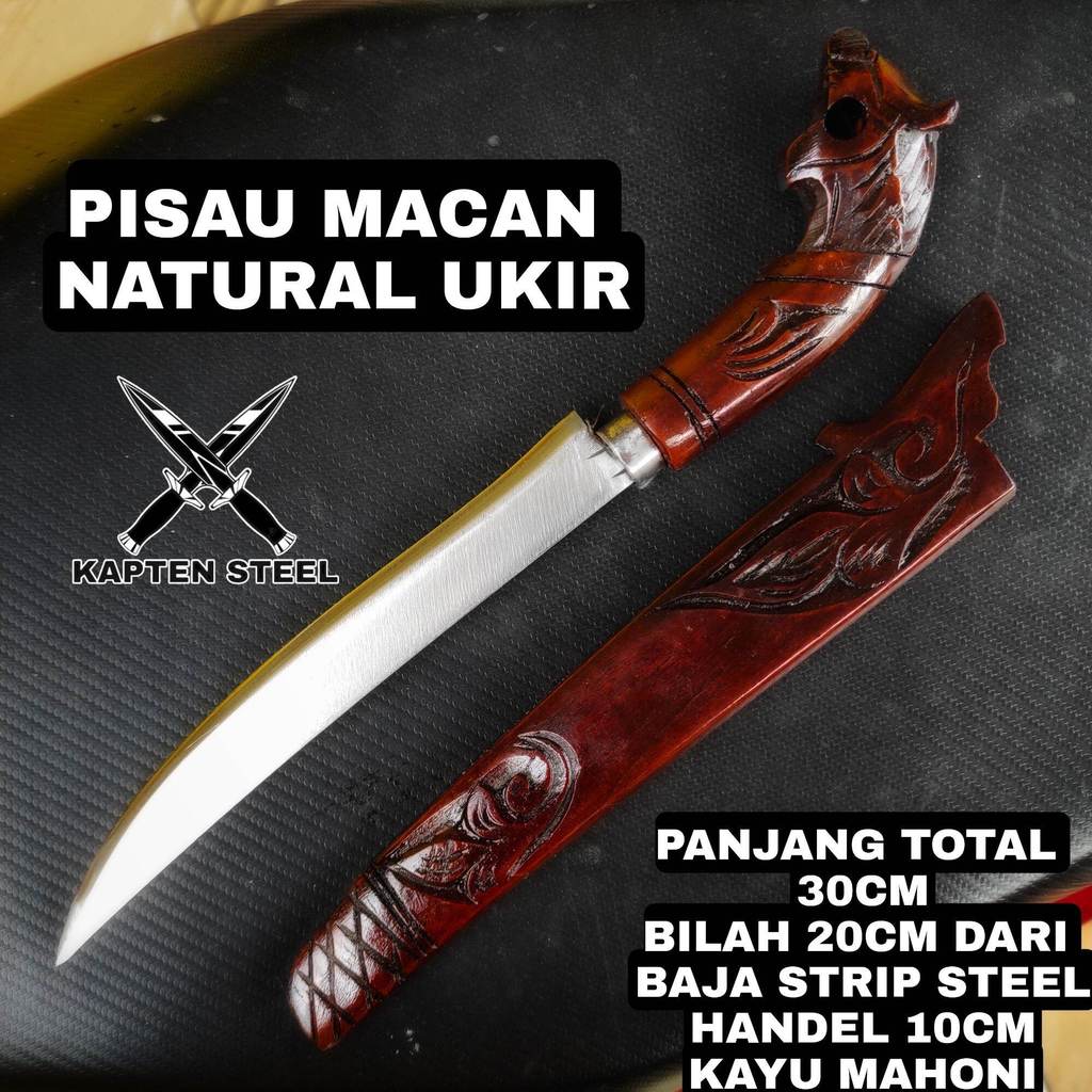TERMURAH BERKUALITAS COD Pisau Badik Spesial Ukir Macan Kayu Rasamala Baja Per Sepuh (SIAPPAKAY)
