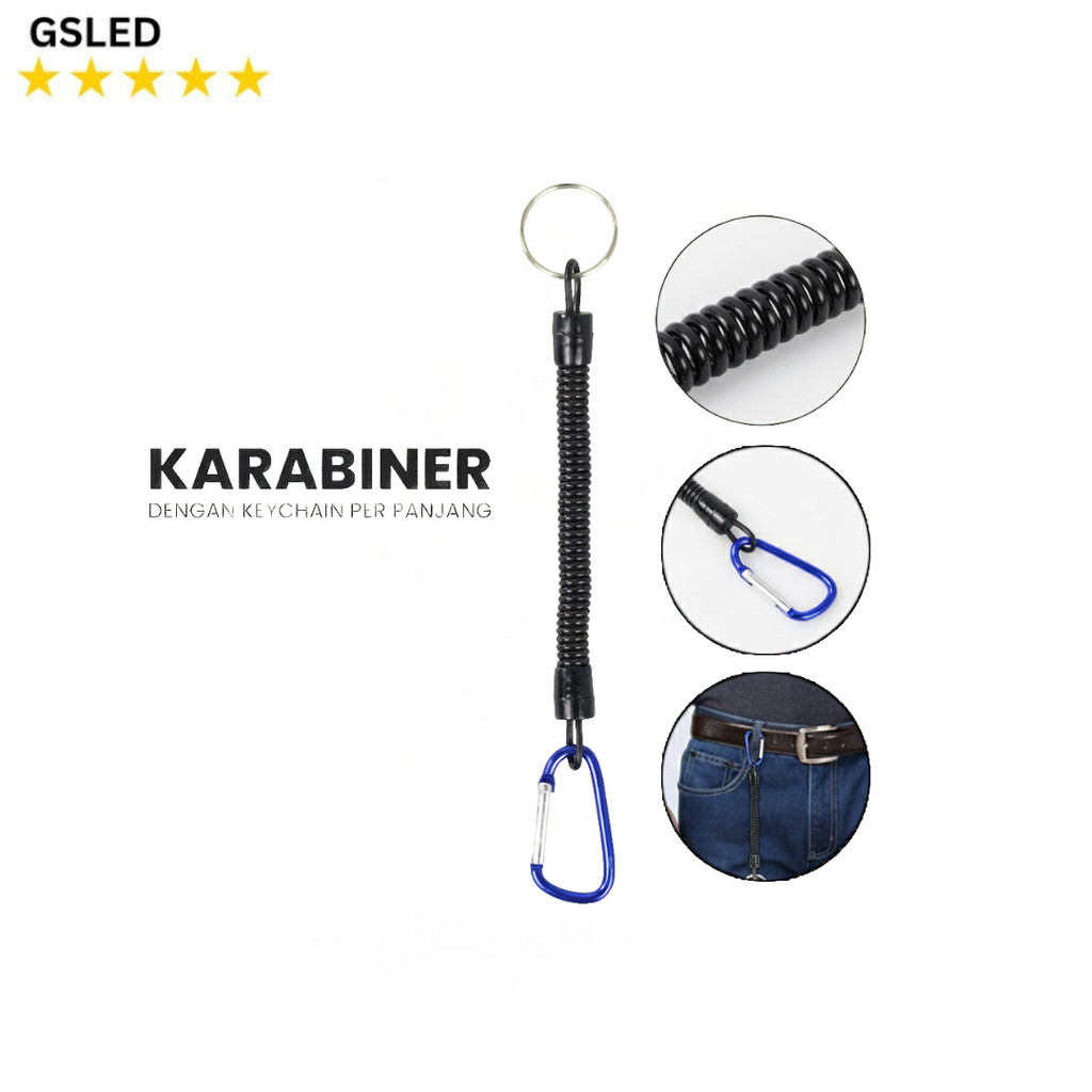 Tali Spiral Kunci Per Karet Hook Pengaman Kunci Rumah & Kantor
