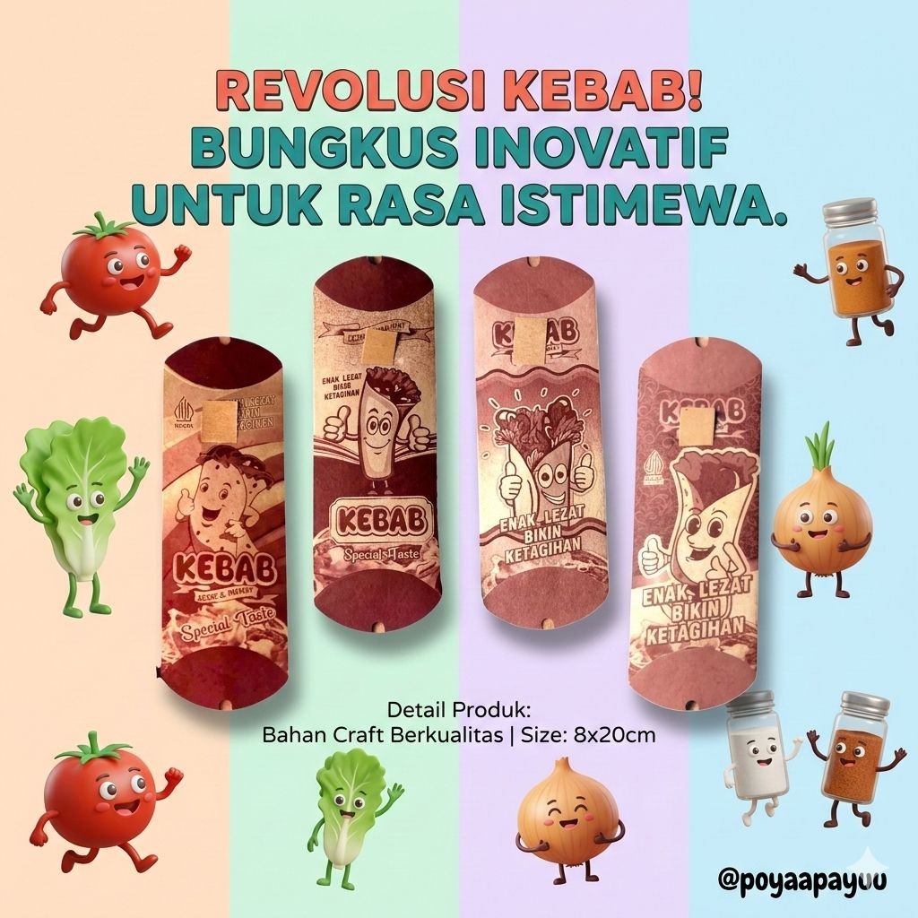 Bungkus Kebab mini / kemasan kebab Kecil / wadah kebab Queenshop