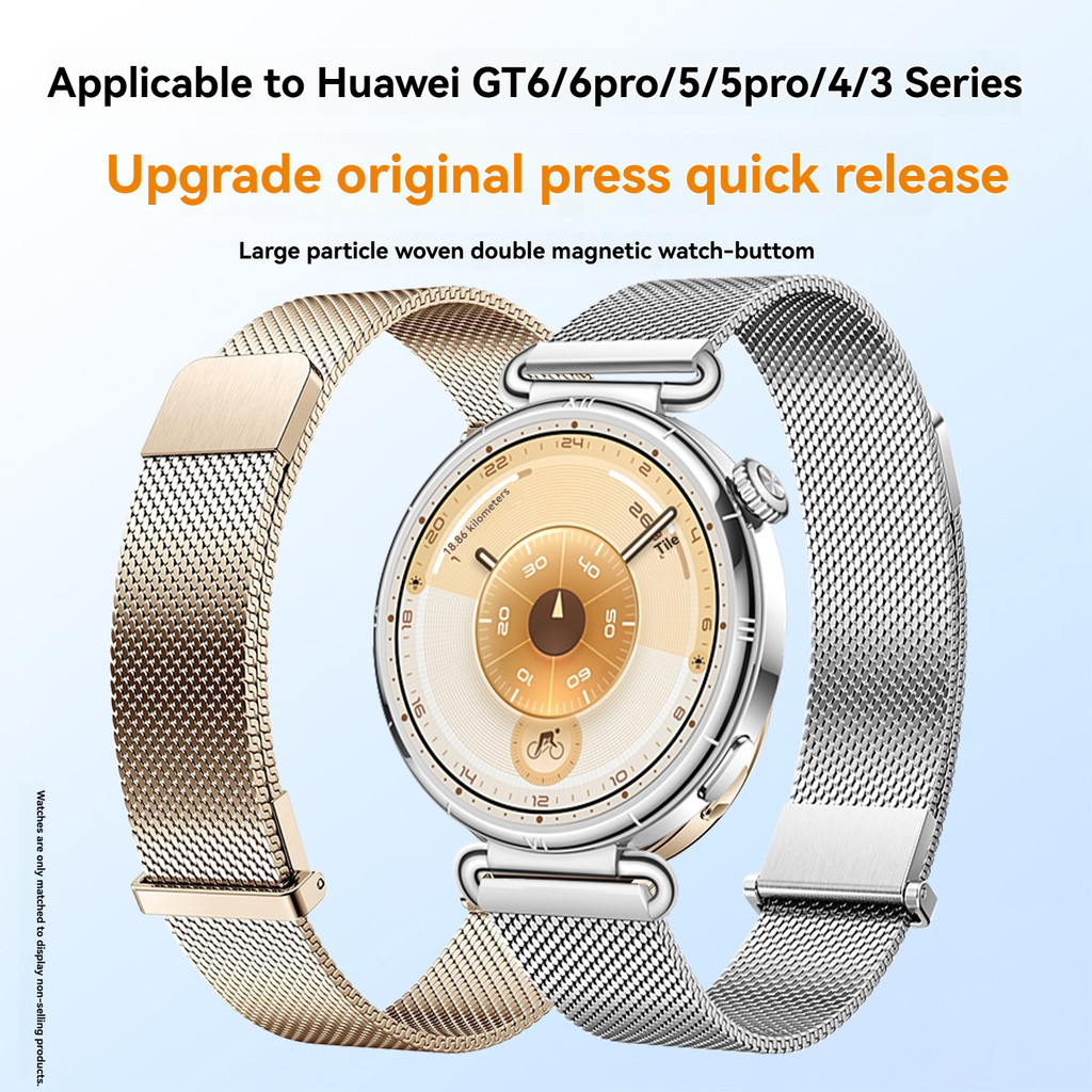 18mm 22mm Milanes Light Gold Strap for Huawei Wat GT6 GT5Pro 42mm Watband for Huawei Wat 5/4/3 Butto