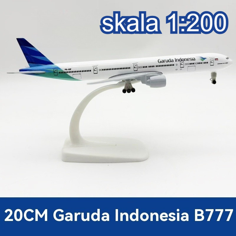 Miniatur Diecase Pesawat Garuda 20 cm Ada Roda Boing 777 1:200 Model Miniatur Die-cast Model Pesawat