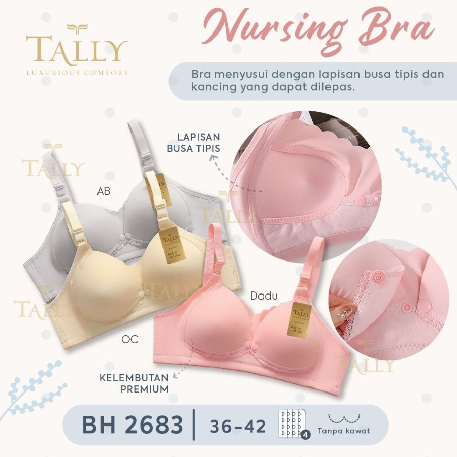 Tally BH Menyusui Polos 2665 dan 2683 - Nursing Bra Ibu Menyusui Merk Tally