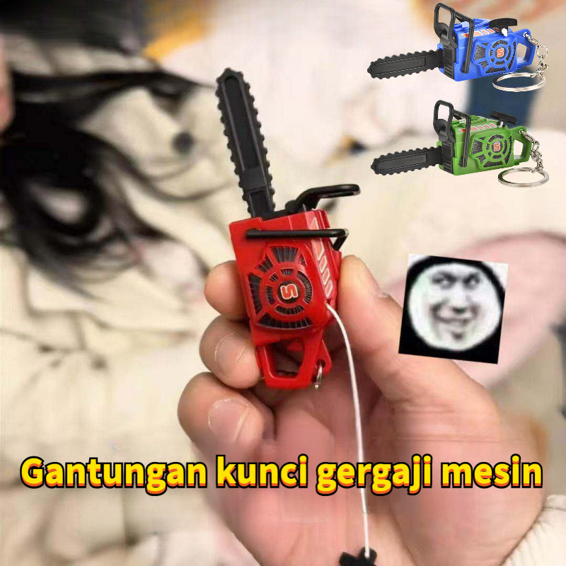 Gantungan kunci gergaji mesin/pelindung tas dengan tali tarik mainan/miniatur mainan gergaji mesin y