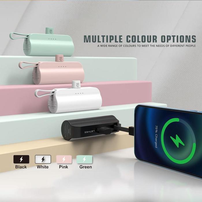 Xi Phone Lenyes Powerbank PX023 5000mAh Portable Charger Compact Mini Lightning Type C dengan Stand 