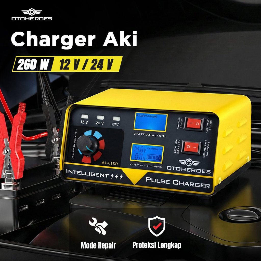 Charger Aki Mobil Intelligent Battery Charger 12V/24V - AJ-618D
