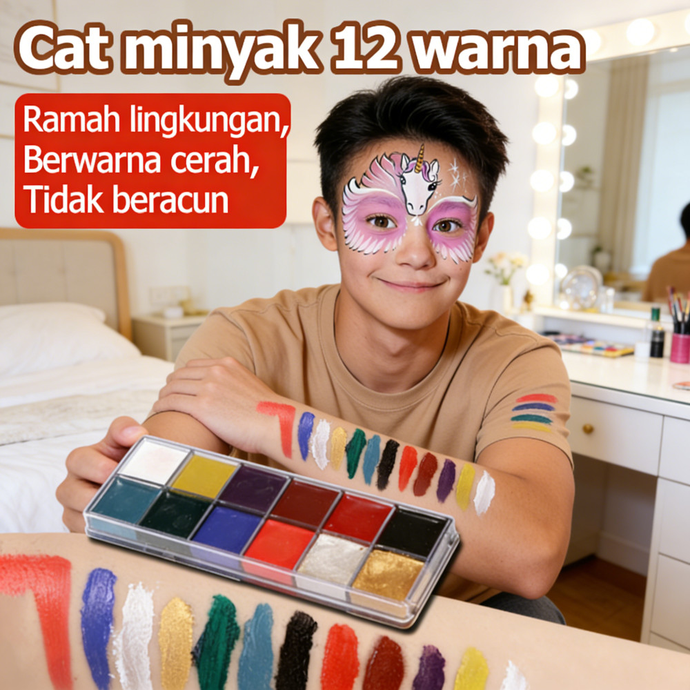 Wajah Painting Palette Body Wajah 12 Warna Painting Cat Face Painting