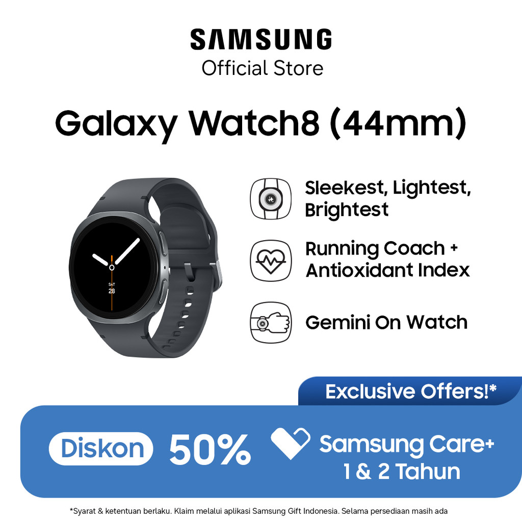 Samsung Galaxy Watch8 44mm - Graphite | Bluetooth | Smart watch AI | Prosesor 3nm | Sleep Coaching