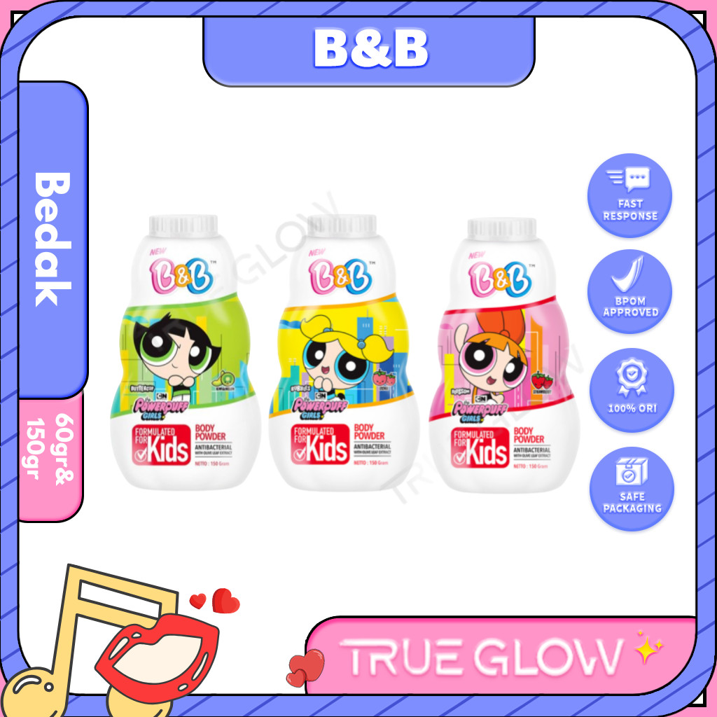 B&B Kids Body Powder Kemasan 60 gr / 150 gr My Little Pony | Barbie | Powerpuff Girls | Bnb Kids Bed