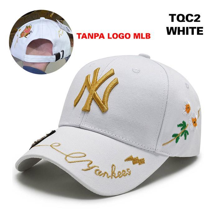 New Arrival Baseball Cap Topi NY MLB New Yankees Pria Wanita Import Korea Bordir - TQC-2 WHITE