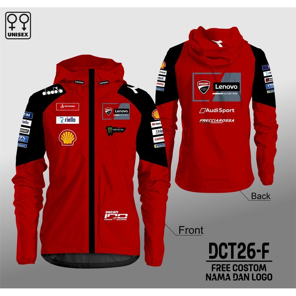 jaket waterproof motogp ducati marquez pecco team 2026 jaket anti air jaket racing team